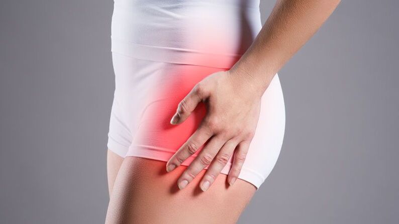 Hip pain in the hip joint with osteoarthritis